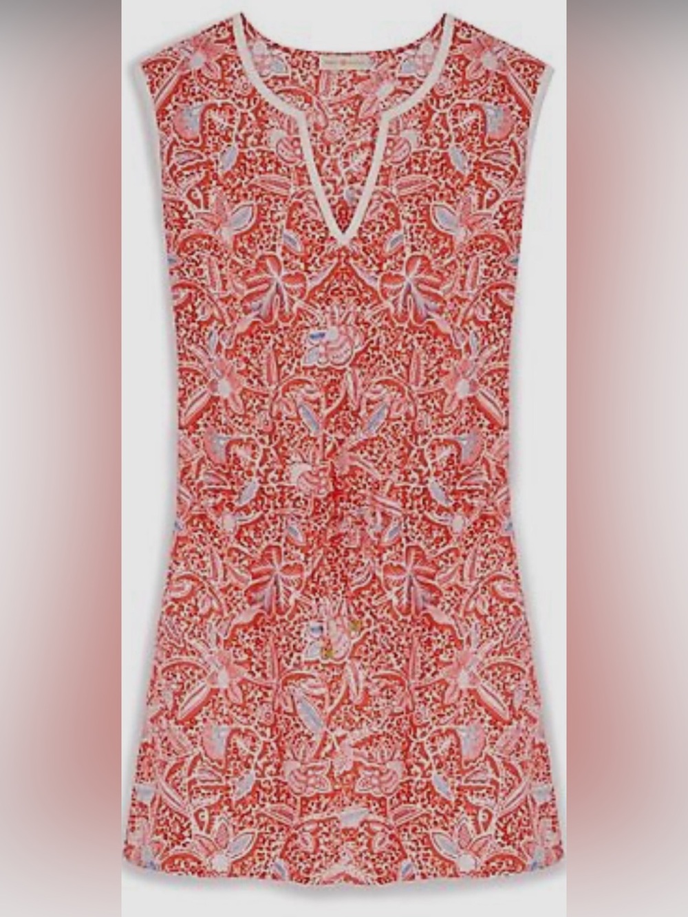 Tory Burch Red Linen Drawstring Mini Dress NWOT S